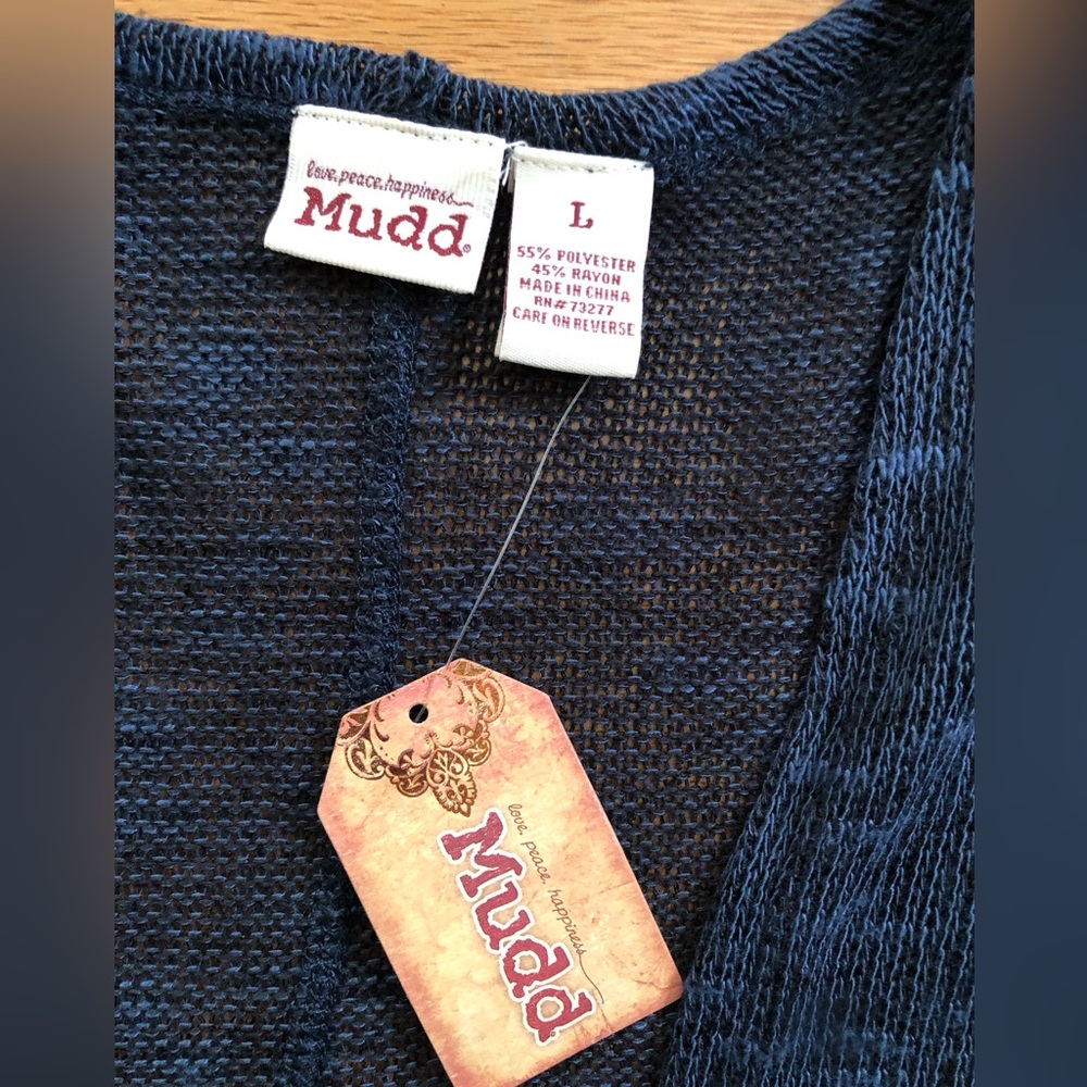 Mudd Navy Open-Front Women's Sweater Cardigan - Picture 6 of 10